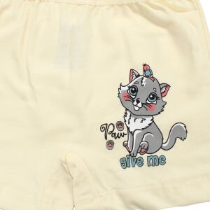 Kız Çocuk Sarı Kedi Baskılı Düz Boxer 4-5 Yaş