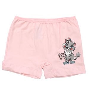 Kız Çocuk Pembe Kedi Baskılı Düz Boxer 4-5 Yaş