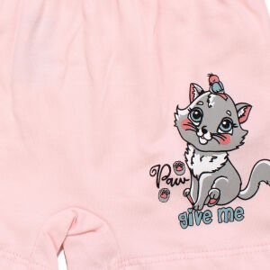 Kız Çocuk Pembe Kedi Baskılı Düz Boxer 4-5 Yaş