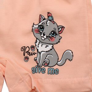 Kız Çocuk Somon Kedi Baskılı Düz Boxer 4-5 Yaş
