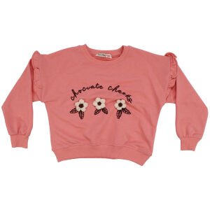 Kız Çocuk Pembe Mavi Çiçek Nakışlı Kot Pantolonlu 2'li Takım