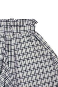 Unisex Ekru Siyah Ekoseli Gömlekli Şortlu 3'lü Takım