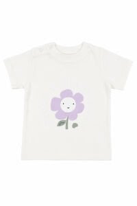 Kız Bebek Beyaz Lila Ayçiçeği Desenli Şortlu 2'li Takım