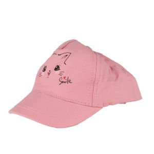 Kız Bebek Pembe Smile Kedicik Baskılı Şapka 0-18 Ay