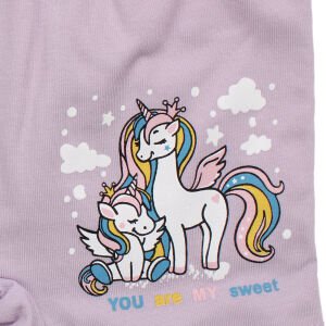 Kız Çocuk Lila Renkli Unicorn Baskılı Boxer 2-3 Yaş