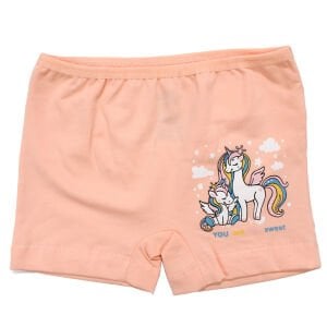 Kız Çocuk Somon Renkli Unicorn Baskılı Boxer 2-3 Yaş