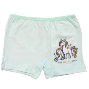 Kız Çocuk Su Yeşili Renkli Unicorn Baskılı Boxer 2-3 Yaş