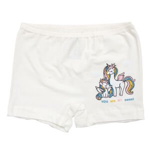 Kız Çocuk Beyaz Renkli Unicorn Baskılı Boxer 2-3 Yaş