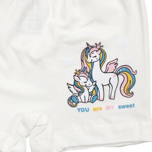 Kız Çocuk Beyaz Renkli Unicorn Baskılı Boxer 2-3 Yaş
