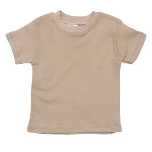 Erkek Bebek Bej Ekru  Palmiye Aslan Desenli Tişörtlü Müslin  Salopetli Takım