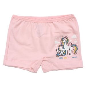 Kız Çocuk Pembe Renkli Unicorn Baskılı Boxer 2-3 Yaş