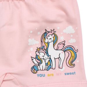 Kız Çocuk Pembe Renkli Unicorn Baskılı Boxer 2-3 Yaş