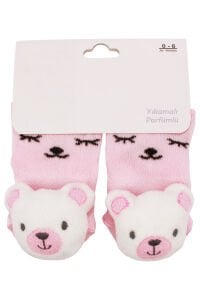 Kız Bebek Beyaz Ayıcık Oyuncaklı Çorap 0-6 Ay