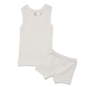 Unisex Beyaz Jakarlı Atlet Boxer Takım