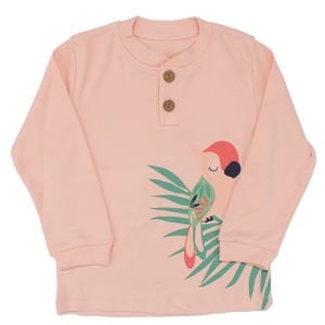 Kız Çocuk Pembe Papağan Baskılı 2'li Pijama Takımı