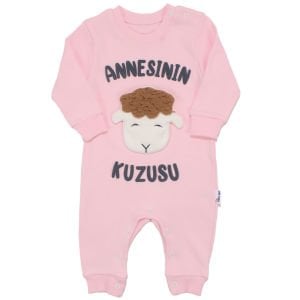 Kız Bebek Pembe Annesinin Kuzusu Yazılı Çıtçıtlı Tulum