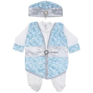 Tuğra Desenli Kemerli Turkuaz Şehzade Erkek Bebek Mevlüt Tulum