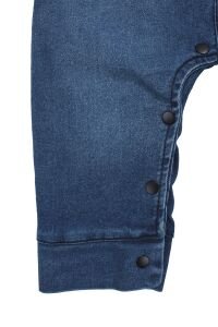 Erkek Bebek Mavi Yakalı Cepli Çıtçıtlı Kot Tulum