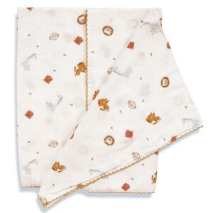 Unisex Ekru Sevimli Leopar Desenli Pazen Battaniye 75x100 cm