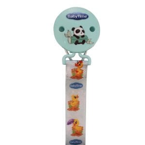 Unisex Su Yeşili Ördek Desenli Kumaş Emzik Askısı