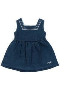 Kız Bebek Beyaz Laci Yakası Çiçek Nakışlı Badili Elbise Takım