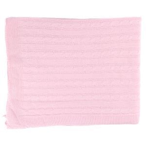 Kız Bebek Pudra Triko Örgü Desenli Battaniye 80x90