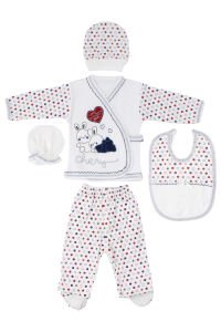 Chery Kalpli Tavşan Laci Kırmızı 5 li Bebek Hastane Çıkış Seti