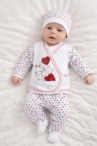 Chery Kalpli Tavşan Laci Kırmızı 5 li Bebek Hastane Çıkış Seti