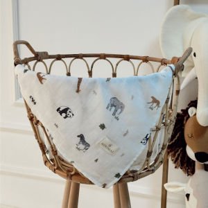 Unisex Beyaz Kahve Zebra Zürafa Desenli Puanlı Müslin Battaniye