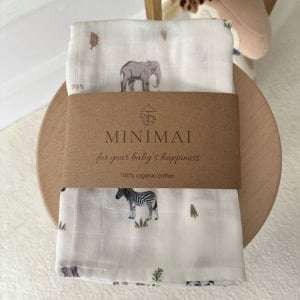 Unisex Beyaz Kahve Zebra Zürafa Desenli Puanlı Müslin Battaniye