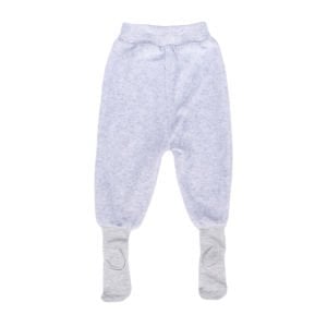 Unisex Bebek Sade Gri Kadife Kendinden Çoraplı Tek Alt