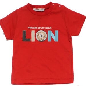 Erkek Bebek Kırmızı Lion Baskılı Şortlu 2'li Takım