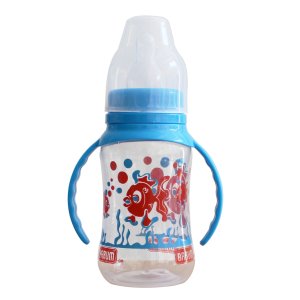 Barum Kırmızı Balıklı Mavi Kulplu Biberon 150 ml