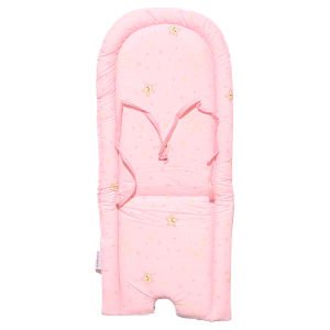 Unisex Pembe Sarı Yıldız Desenli Mama Sandalyesi Minderi