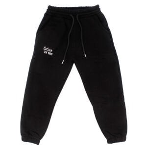 Kız Çocuk Siyah Believe In You Yazılı Üç İp Eşofman Tek Alt