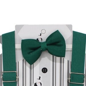 Erkek Bebek Yeşil Lasitikli Papyon Pantolon Askı Set