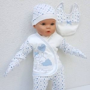 Chery Kalpli Açık Mavi 5 Parça Erkek Bebek Hastane Çıkış Seti