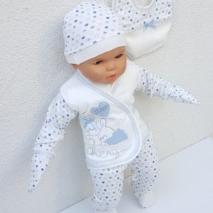 Chery Kalpli Açık Mavi 5 Parça Erkek Bebek Hastane Çıkış Seti