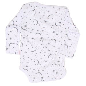 Unisex Ekru Ayyıldız Desenli Uzun Kollu  Zıbın