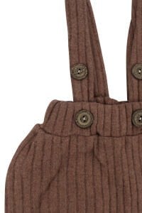 Erkek Bebek Ekru Kahve Papyonlu Şapkalı Fitilli Salopet Takım