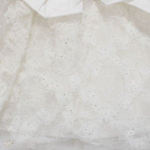 Kız Bebek Beyaz Simli Çiçek Motifli Tüllü Fiyonk Tokalı Elbise