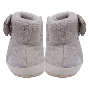 Kız Bebek Gri Tüylü Kürklü Güllü Cırtlı Bot Panduf