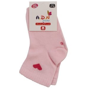 Kız Çocuk Pembe Fuşya Kalp Desenli Patik Çorap