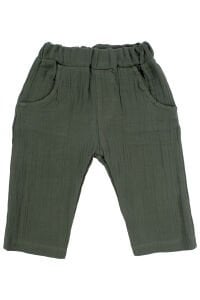 Erkek Bebek Ekru Never Look Back Yazılı Yeşil Müslin Ceketli 3'lü Takım