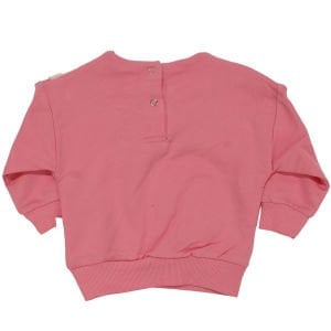 Kız Bebek Pembe Tavşanlı Çiçekli Deseneli Keten Bebe Yakalı 2'li Takım