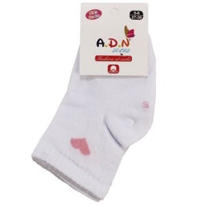 Kız Çocuk Beyaz Pembe Kalp Desenli Patik Çorap