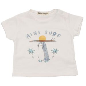 Erkek Bebek Turuncu Ekru Surf Penguenli Şapkalı Müslin Şortlu 3'lü Takım