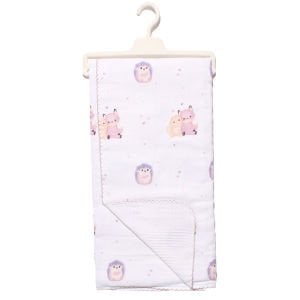 Unisex Ekru Pembe Mor Biyeli Kirpili Tilkili Desenli Pikeli Müslin Battaniye 80x90