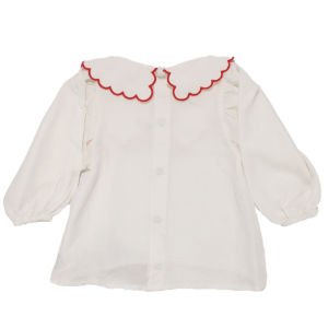 Kız Bebek Beyaz Kırmızı Sarı Çicek Nakışlı Bebe Yaka 2'li Takım