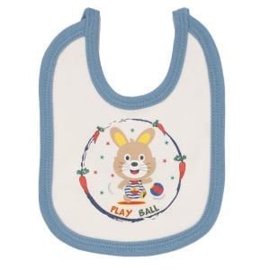 Unisex Bebek Ekru Laci Biyeli Tavşanlı Havuç Desenli Penye Önlük